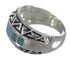Turquoise Inlay Sterling Silver Water Wave Southwest Ring Size 5-1/2 AX83654